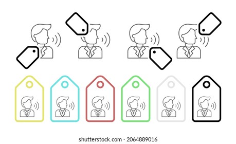 Voice command, car vector icon in tag set illustration for ui and ux, website or mobile application
