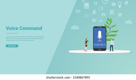 voice command concept for website template or landing homepage banner - vector