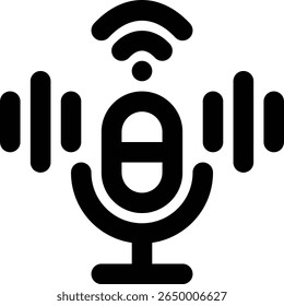 Comando de Voz, Controle de Voz, Ícone de Outline do Assistente de Voz