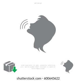 Voice command control icon. person talking icon