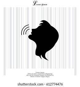 Voice command control icon. person talking icon