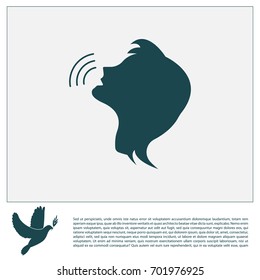 Voice command control icon. person talking icon