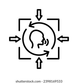 Voice command control Icon. speech audio detection or recognition voice assistant technology device symbol set. Listen voice command to navigate control through speech dictation vector line logo