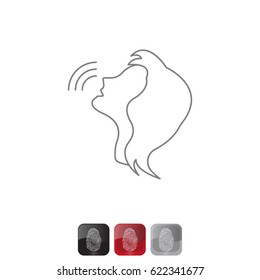 Voice command control line icon. person talking line icon