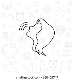 Voice command control line icon. person talking line icon