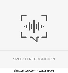 Voice command control. Voice recognition icon. Speech bubble capture and sound wave with imitation of voice.