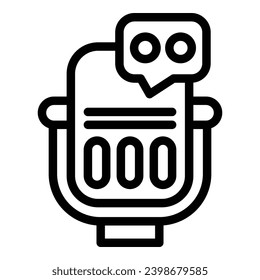 Sprachbefehl Mikrofon Symbol Umriss-Vektorgrafik. Virtueller intelligenter Assistent. Künstlicher Nachrichtendienst