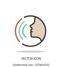 Voice command with sound waves icon vector