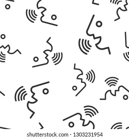 Voice command with sound waves icon seamless pattern background. Speak control vector illustration. Speaker people symbol pattern.