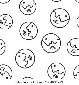 Voice command with sound waves icon seamless pattern background. Speak control vector illustration. Speaker people symbol pattern.