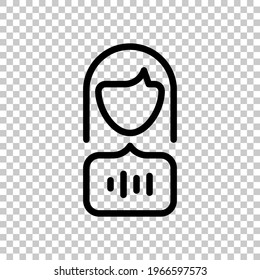 Voice command, speaking person, simple icon. Black editable linear symbol on transparent background