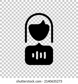 Voice command, speaking person, simple icon. Black symbol on transparent background