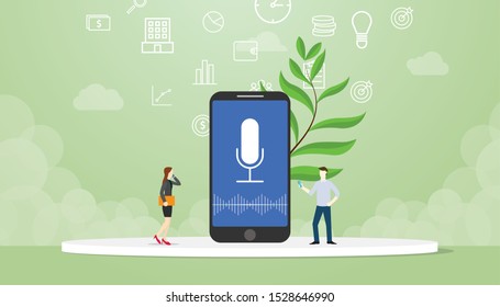 voice command technology with people concept with modern flat style - vector