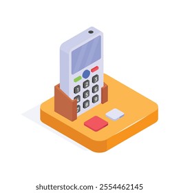 Voice communication, landline telephone isometric icon