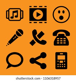 voice, connection, talk, telephone, entertainment and digital icon vector set. Flat vector design with filled icons. Designed for web and software interfaces