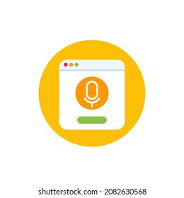 icono de control de voz y reconocimiento de audio, vector plano