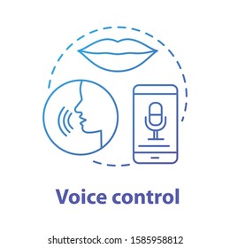 Voice control blue gradient concept icon. Smart house management idea thin line illustration. Innovative technology for apartment. Verbal interaction. Vector isolated outline drawing