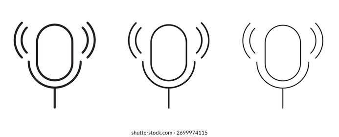 Signo de estilo lineal del icono del control de voz para el concepto y el Diseño web móviles.