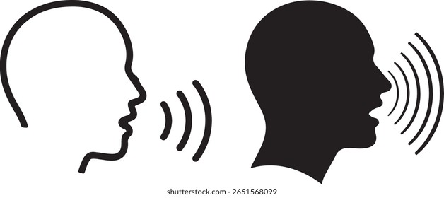 Ícone de Controle de Voz - Ilustração de Vetor Linear do Comando de Fala, Reconhecimento de Fala e Interação de Som