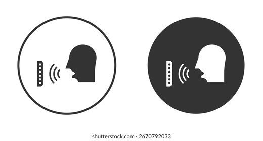 Ícone de controle de voz em versões planas minimalistas modernas