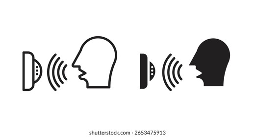 Voice control icon, outline vector sign, linear and solid style pictogram isolated on white.