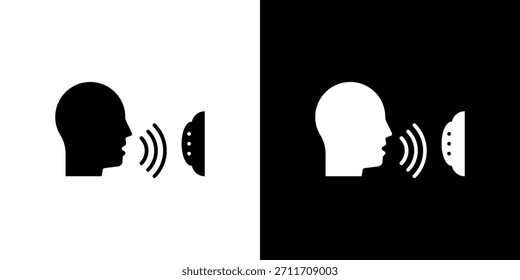 Icono de control de voz Establecer colección. Silueta de Vector.
