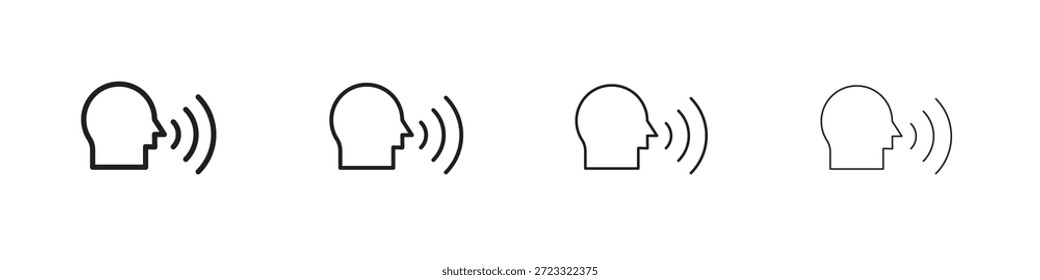 Conjunto de iconos de control de voz, Ilustración, Negro