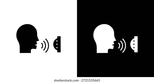 Paquete de diseño de ilustración plana de Vector de silueta de icono de control de voz.