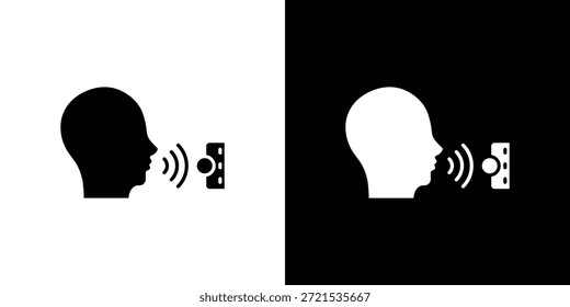Paquete de diseño de ilustración plana de Vector de silueta de icono de control de voz.