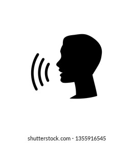 Voice control icon. Speak or talk recognition linear icon, speaking and talking command, sound commander or speech dictator head, vector illustration