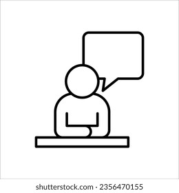 Icono de control de voz. Icono de reconocimiento de habla o charla, comandante de sonido o cabeza de dictador de voz, ilustración vectorial sobre fondo blanco