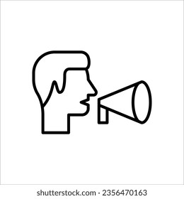 Icono de control de voz. Icono de reconocimiento de habla o charla, comandante de sonido o cabeza de dictador de voz, ilustración vectorial sobre fondo blanco