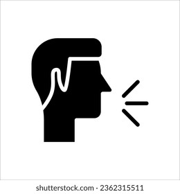 Icono de control de voz. Icono de reconocimiento de habla o charla, comandante de sonido o cabeza de dictador de voz, ilustración vectorial sobre fondo blanco