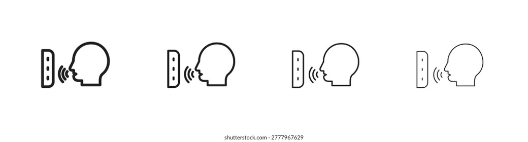Voice control icon strokes collection in thin line.