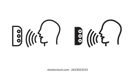 Símbolo de ícone de controle de voz definido em preto. ícones de linha e simples