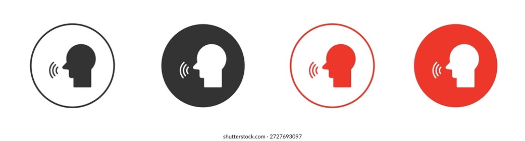 Símbolo de icono de control de voz. Diseño simple y plano para Web o App móvil. Logotipo de Ilustración vectorial mínima.