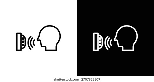 Símbolo de icono de control de voz en estilo de línea delgada, contorno y trazo para App