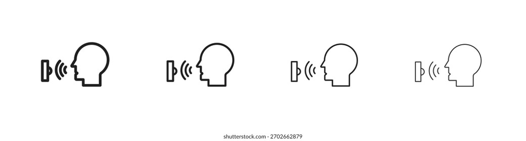 Icono de control de voz. Diseño de estilo delgado, ligero, regular y audaz aislado sobre fondo blanco