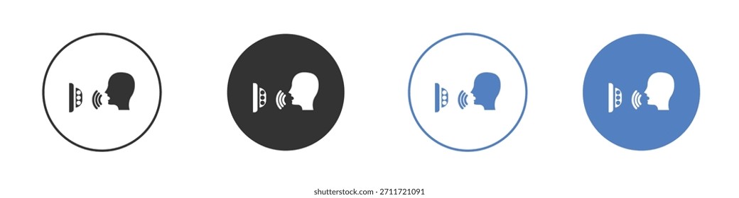Icono de control de voz Diseño de línea delgada. Gráfico de Vector. EPS 10