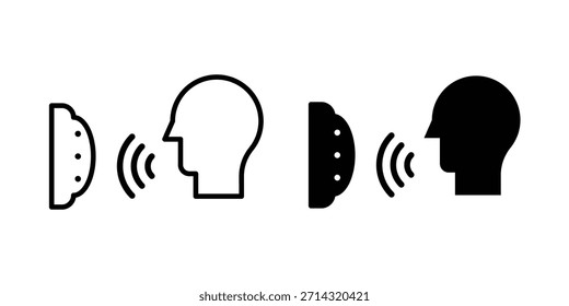 Icono de control de voz en estilo lineal y plano delgado. conjunto de signos y símbolos