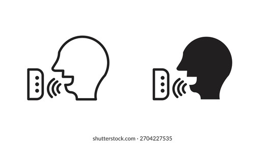 Voice control icon in thin stroke and flat style.