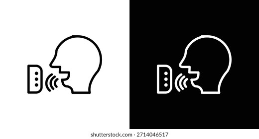 Voice control icon in thin stroke and flat style.