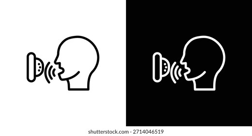 Icono de control de voz en trazo delgado y estilo plano.