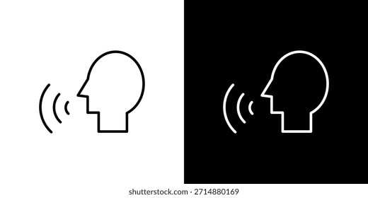 Icono de control de voz en estilo de línea de trazo de moda. Conjunto de Vector de icono de Sitio web.