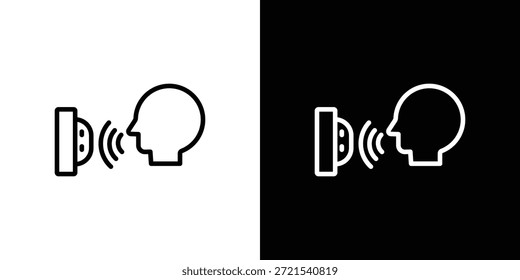 Icono de control de voz en estilo lineal delgado de trazo de moda.