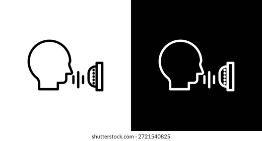Icono de control de voz en estilo lineal delgado de trazo de moda.