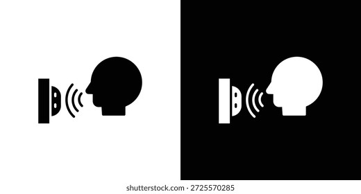 Icono de control de voz en estilo lineal delgado de trazo de moda.