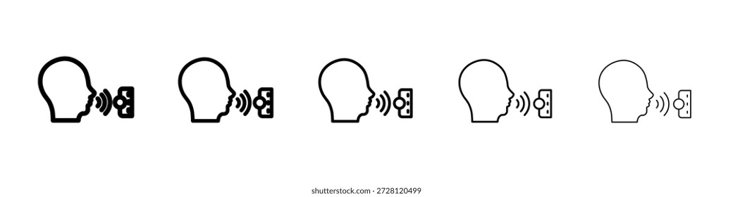 Vector de icono de control de voz en pictograma lineal de trazo editable