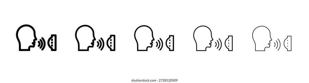 Vector de icono de control de voz en pictograma lineal de trazo editable