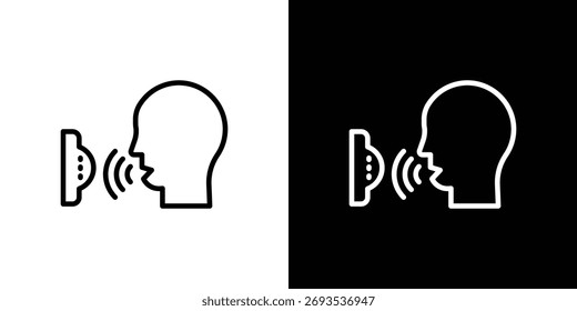Voice control icon vector graphics in strokes